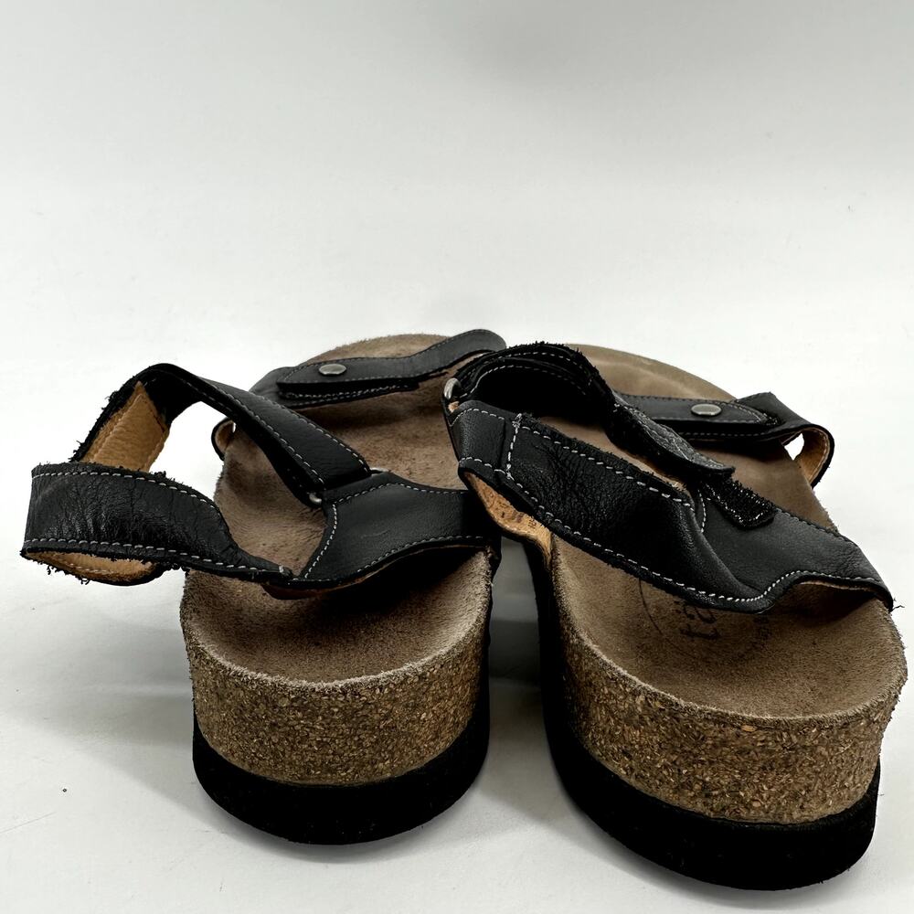 Taos Luvie Sandals Ankle Straps Leather Cork Adjustable Hook Loop Black 7 - Picture 5 of 7